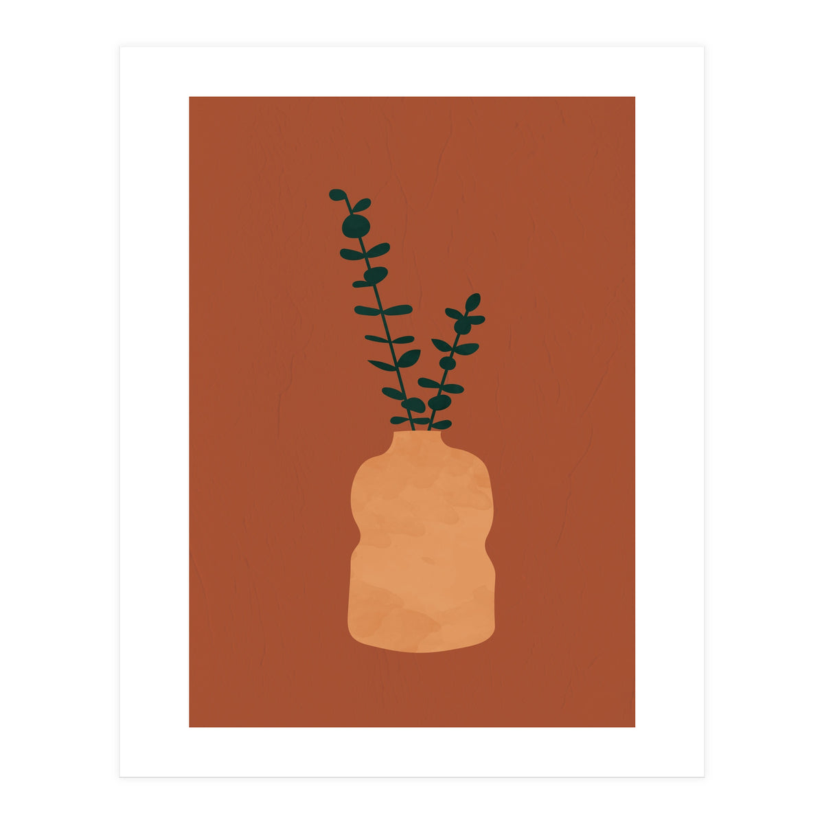 Terracotta Earth Tones Wall Decor Pottery Plant II (Print Only)