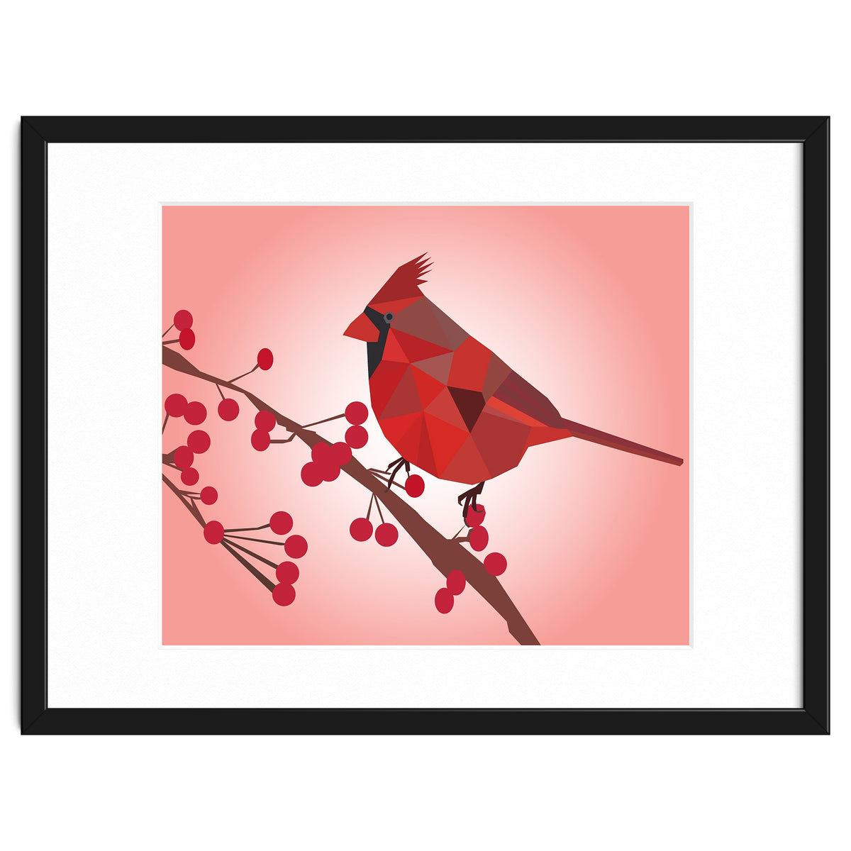 Northern Cardinal Bird Low Poly Art