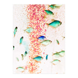 Something Fishy, Pink Bubbles & Blue Green Fish Graphic Design Digital Eclectic Surrealism (Print Only) thumbnail