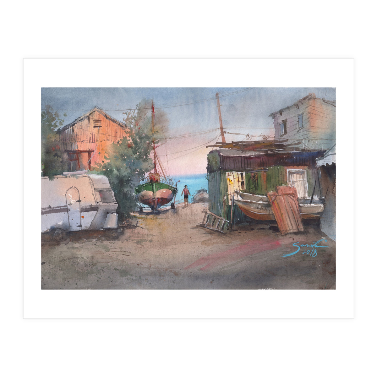 Sunrise on the beach  (Print Only)