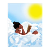 Reading on Clouds, Black Woman Summer Sunny Day Book Painting, Bohemian Nude (Print Only) thumbnail