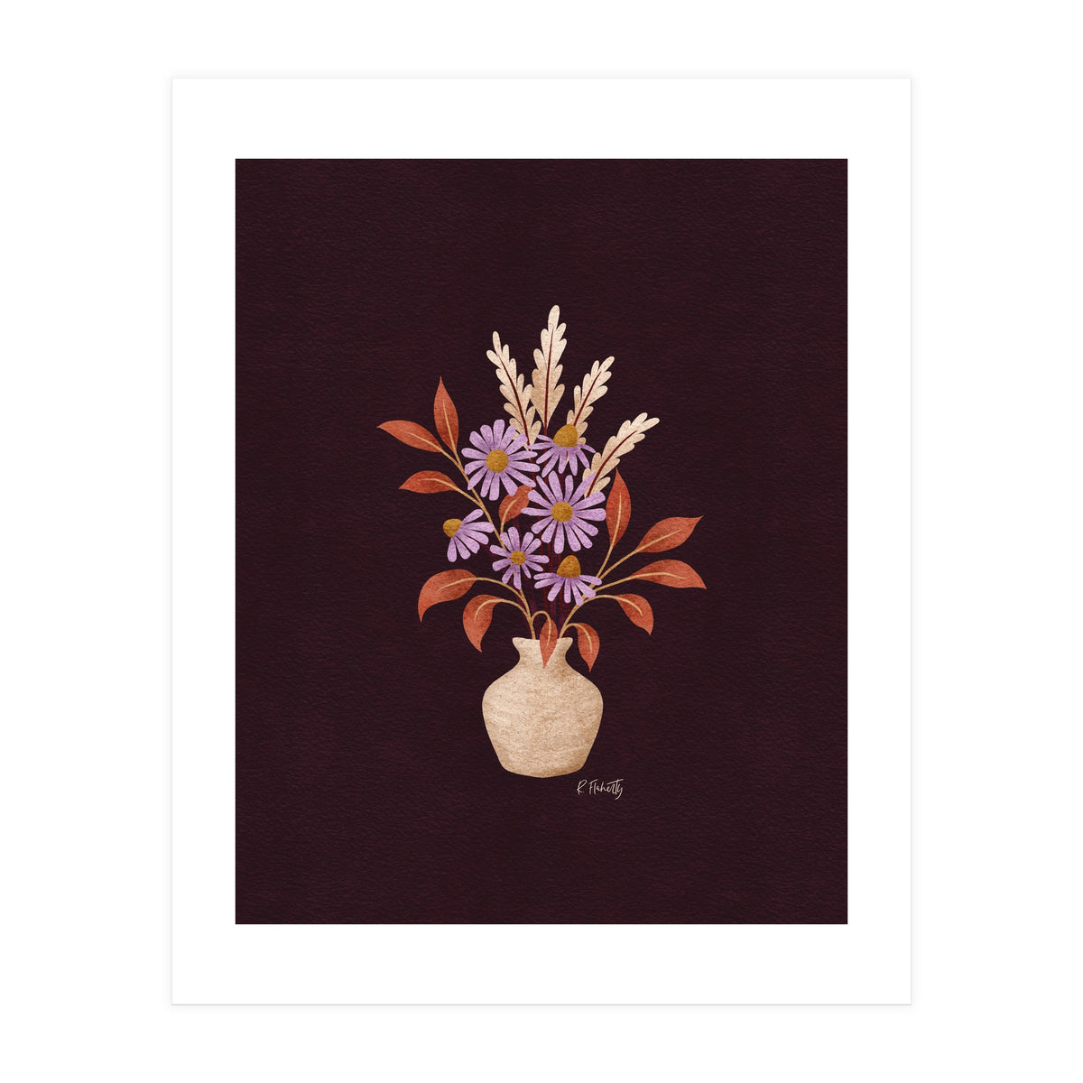 Purple Floral Vase Still Life (Print Only)