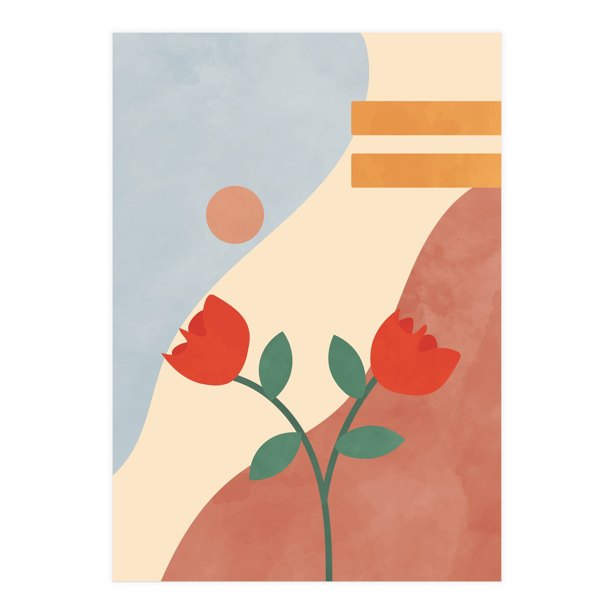 Rose Flower Abstract Botanical Modern (Print Only)