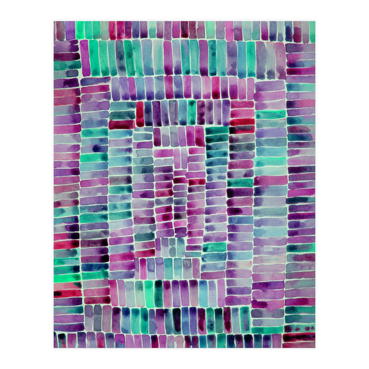 Abstract rectangle pattern in magenta and teal (Print Only)