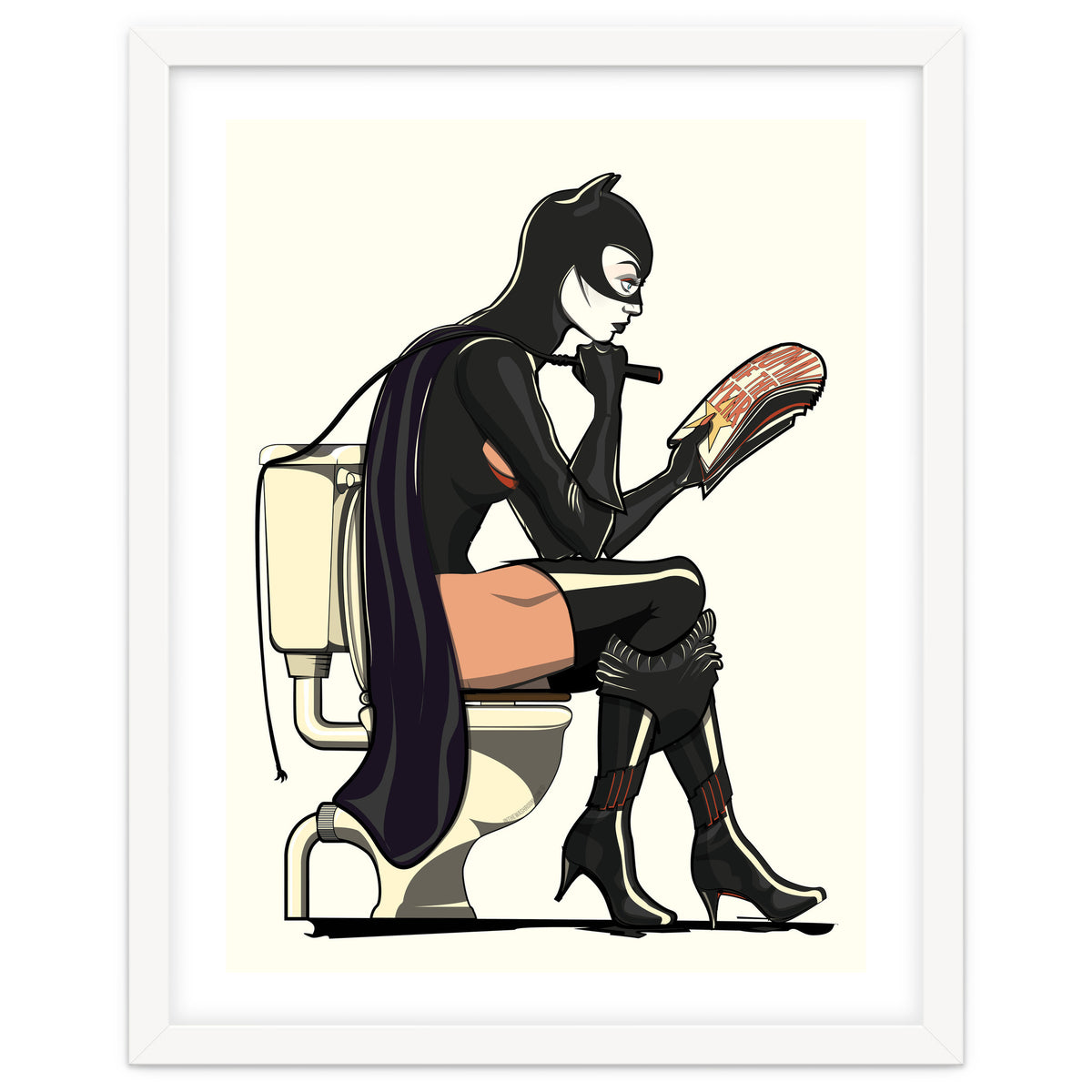 Catwoman on the Toilet, funny Bathroom Humour