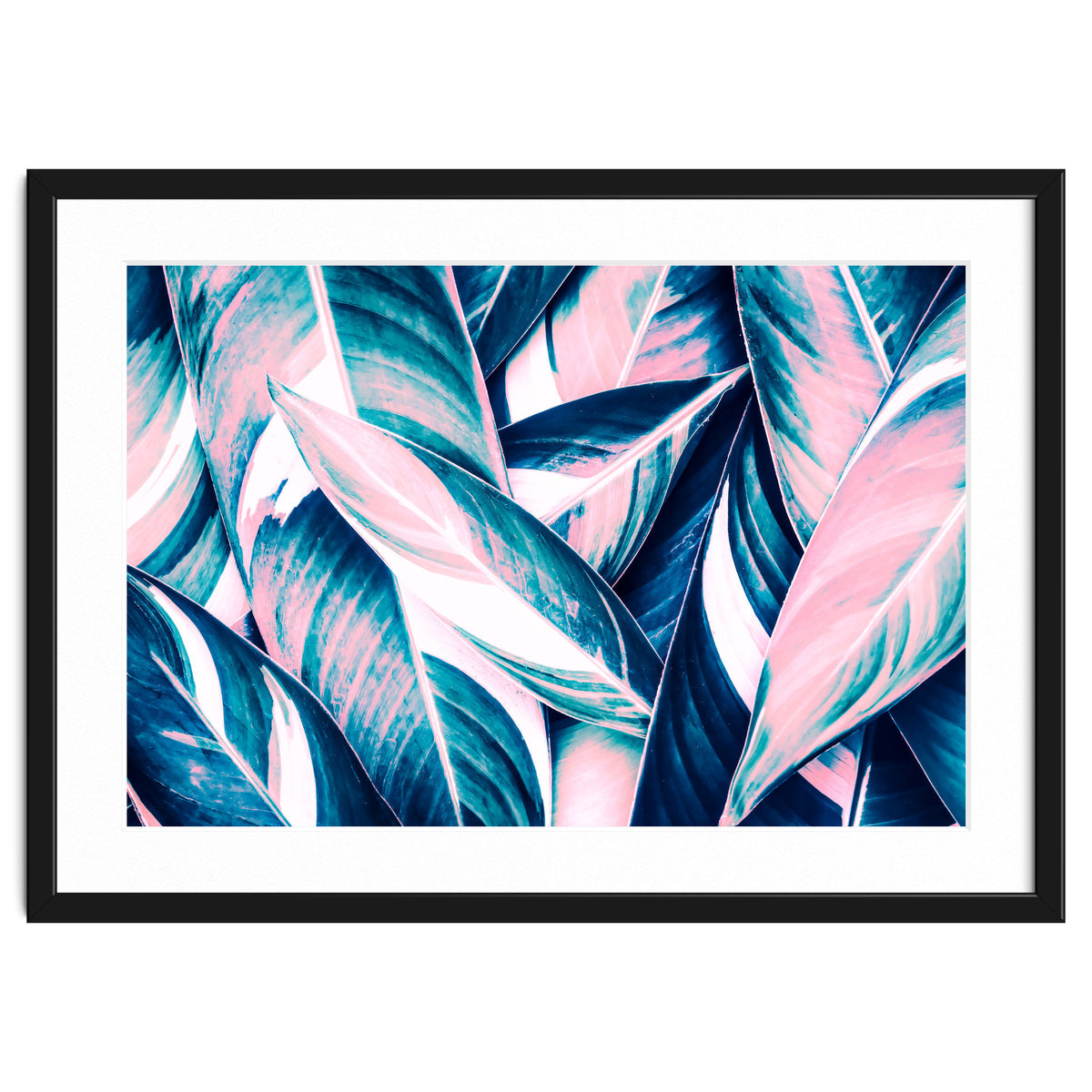 Botanical leaf pink and blue