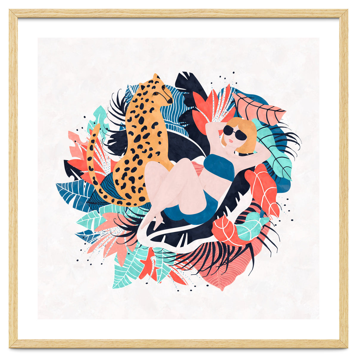 Yellow Hair Tropical Girl With Cheetah