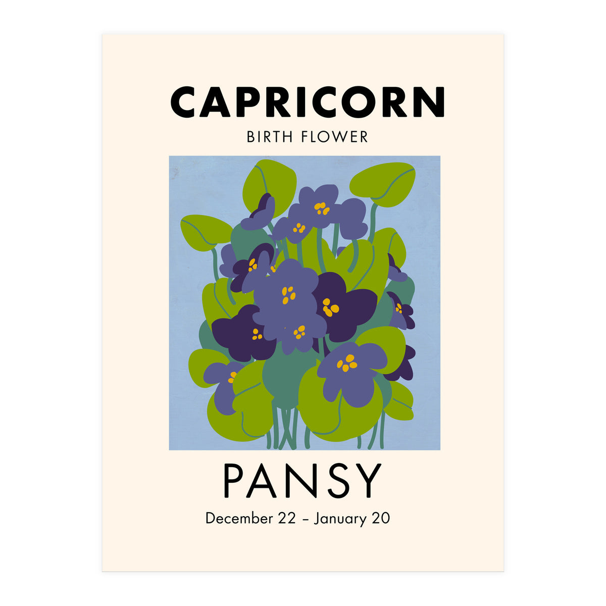 Capricorn Birth Flower Pansy (Print Only)