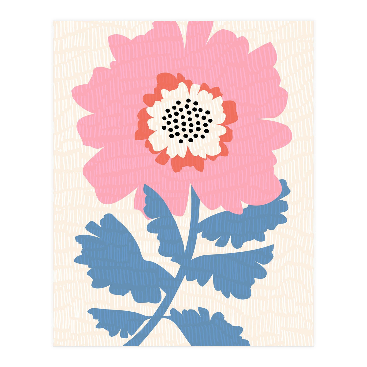 Pink Modern Folk Art Flower (Print Only)