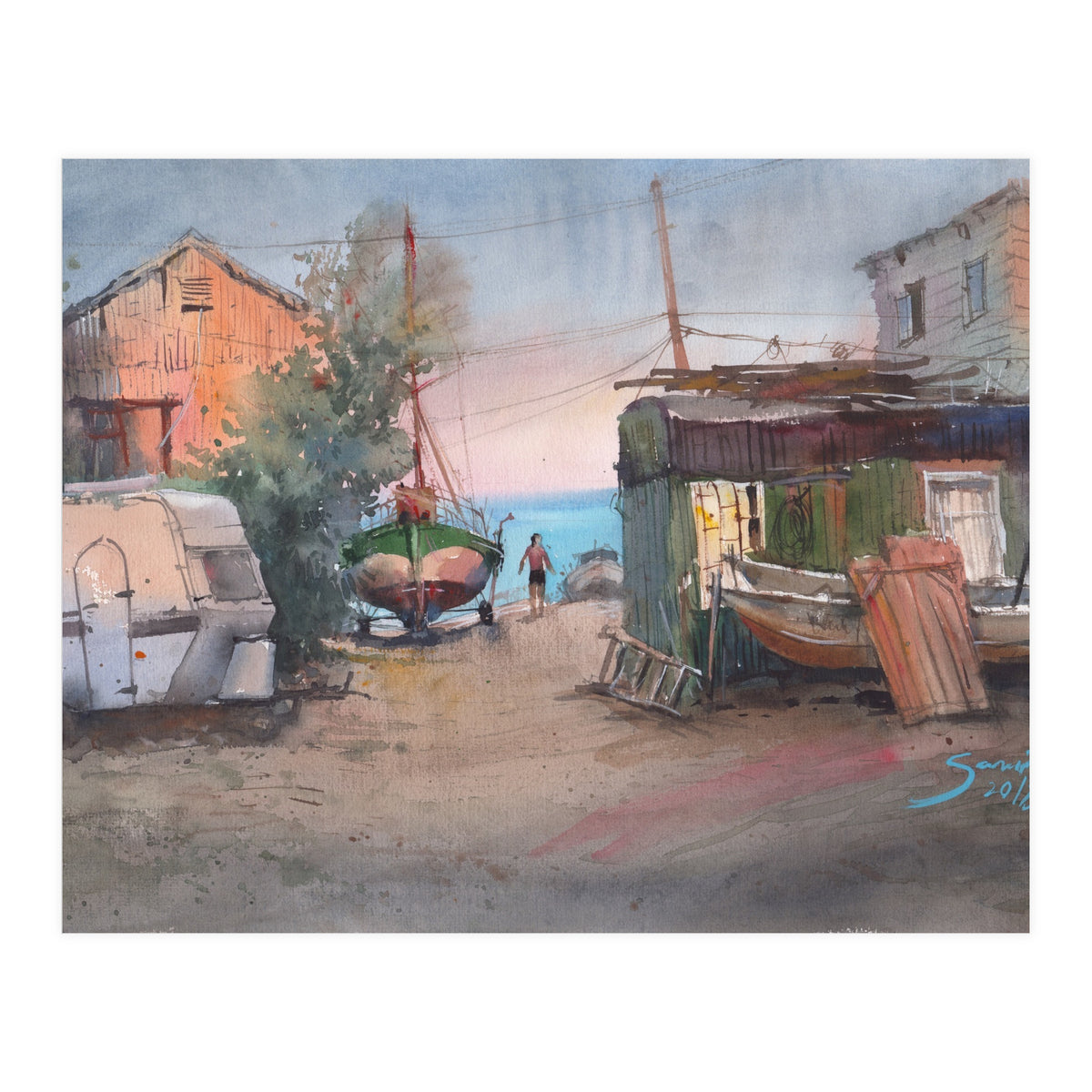 Sunrise on the beach  (Print Only)