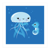 Best Friends Kawaii Jellyfish And Seahorse (Print Only) thumbnail