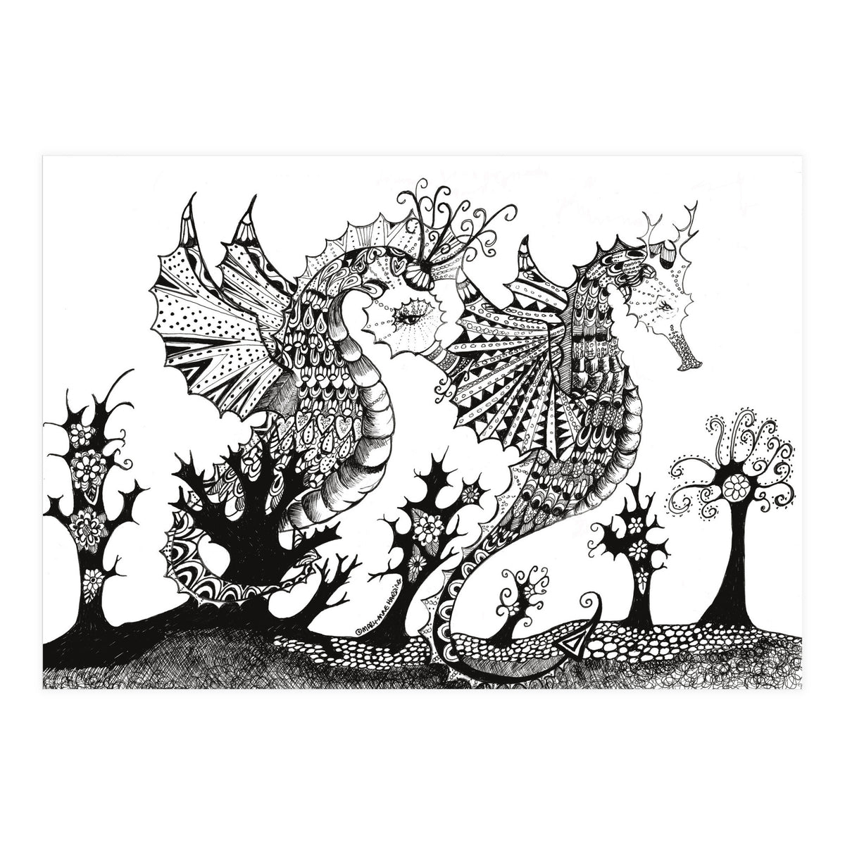 Seahorse Dragons Mystical Home (Print Only)