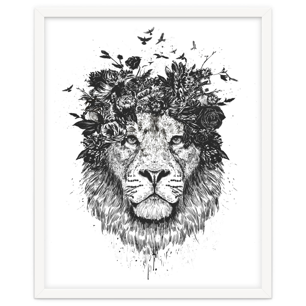 Floral Lion Bw