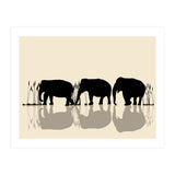 Elephants Crossing Water (Print Only) thumbnail