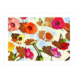 Floral Soul, Botanical Vintage Nature Plants, Polka Dots Flowers Blossom, Mid Century Modern Bohemian Painting (Print Only) thumbnail