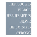 Fierce, Brave, Strong Female Empowerment Quote Blue (Print Only) thumbnail