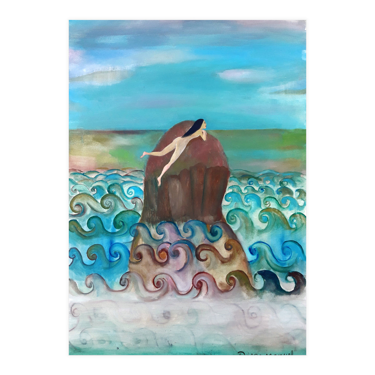 Chica Tomando Sol (Print Only)