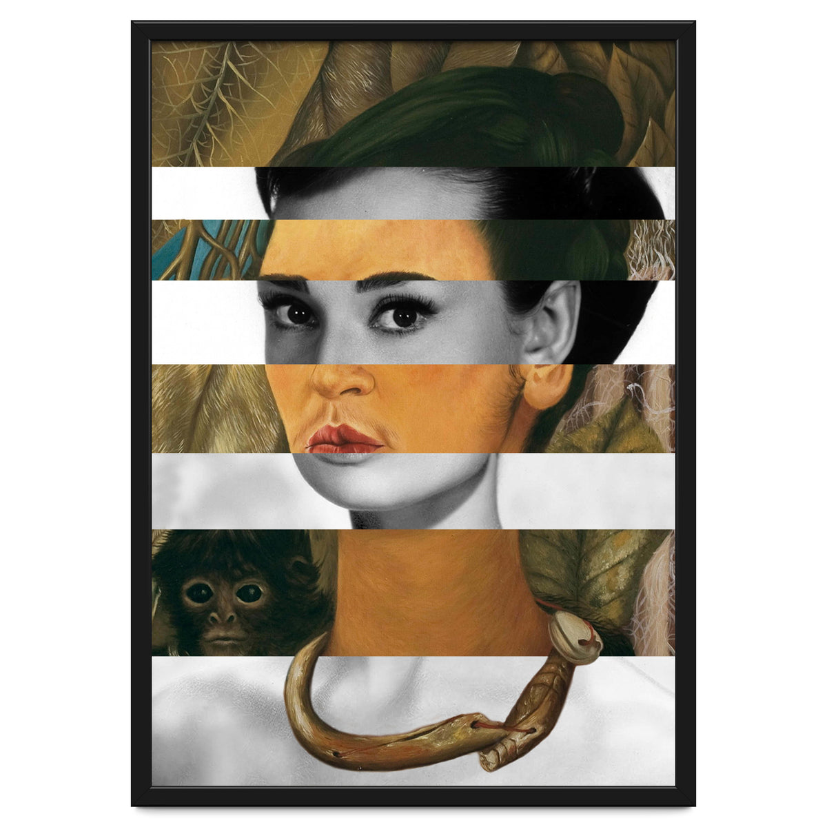 Frida Kahlo's Self Portrait with Monkey & Audrey Hepburn