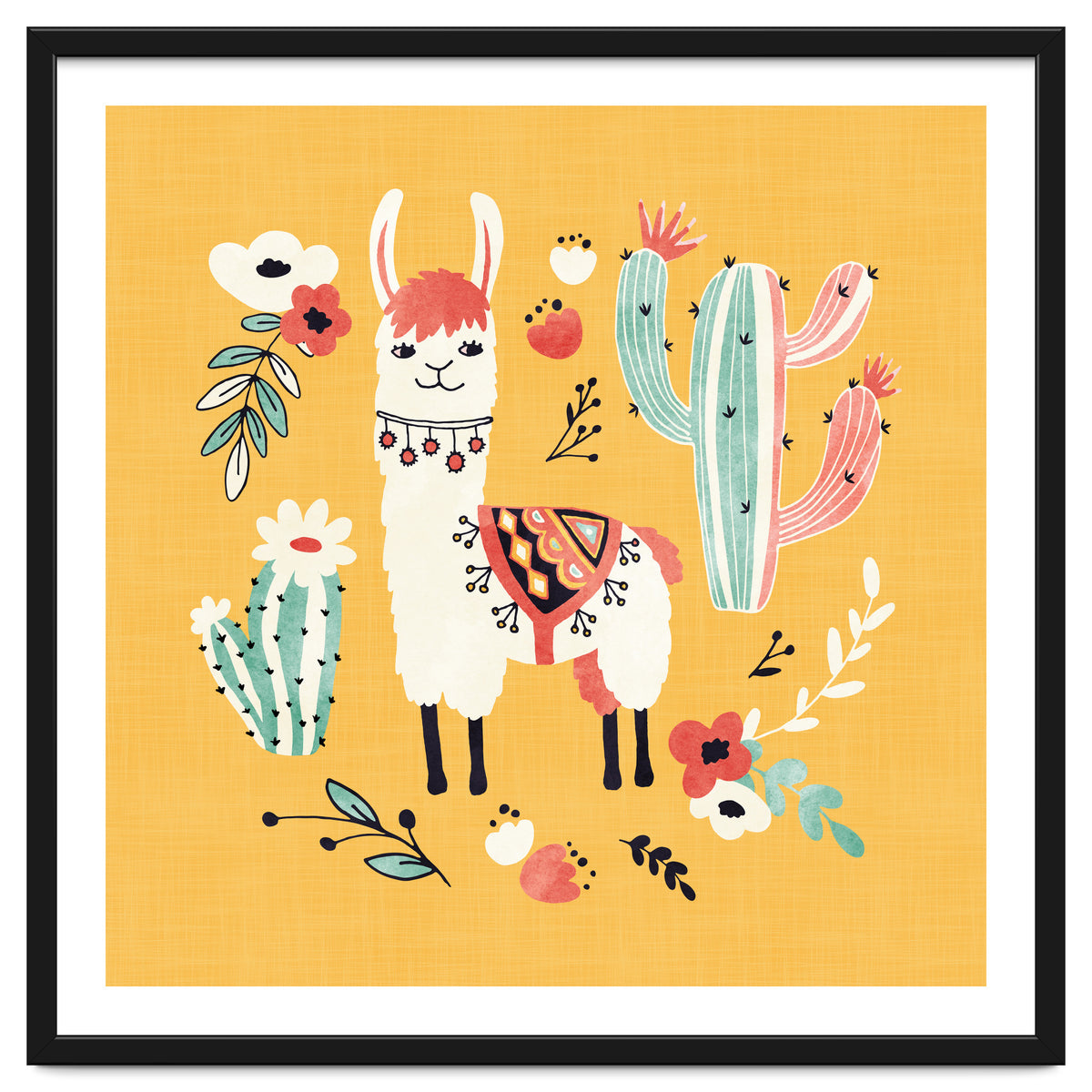 White Llama With Flowers