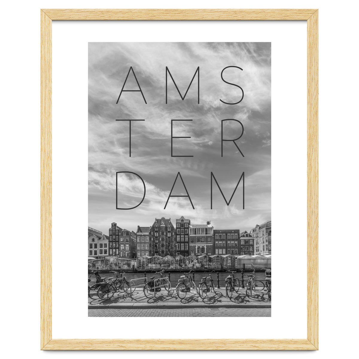 AMSTERDAM Singel Canal with Flower Market | Text & Skyline