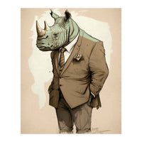 Dapper Rhino Fashion Sketch (Print Only)