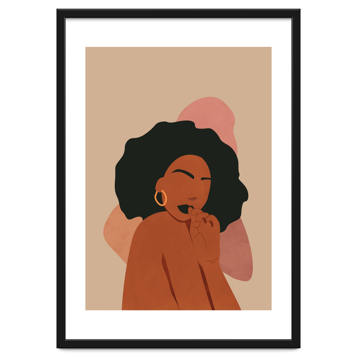 Black Woman Portrait Abstract Boho