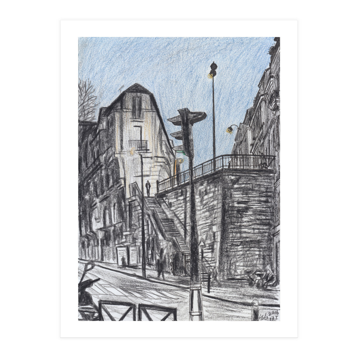 Cold afternoon on Artist Street in Paris (Print Only)