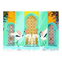 Moroccan Courtyard | Heron Animal Wildlife & Ethnic Vintage Architecture | Royal Fountain Palace (Print Only)
