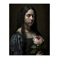 Sad Young Woman Moody Vintage Dark Painting  (Print Only)