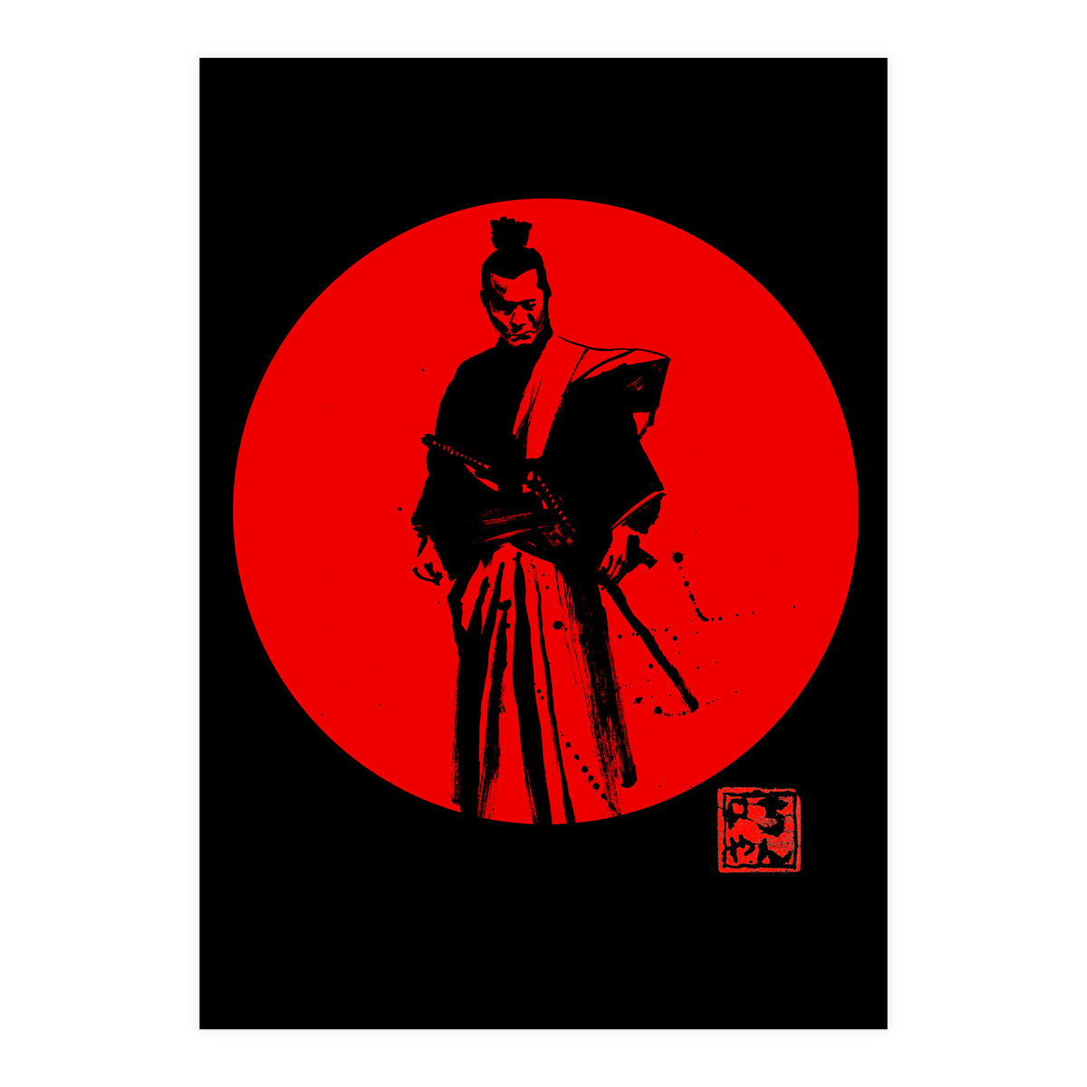 Samurai In Red Sun (Print Only)