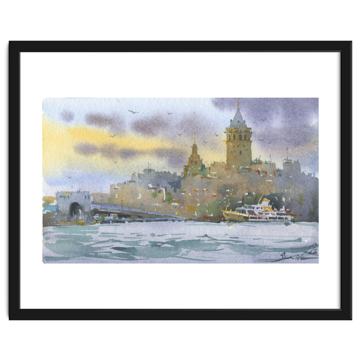 Galata Tower. Istanbul. Watercolor