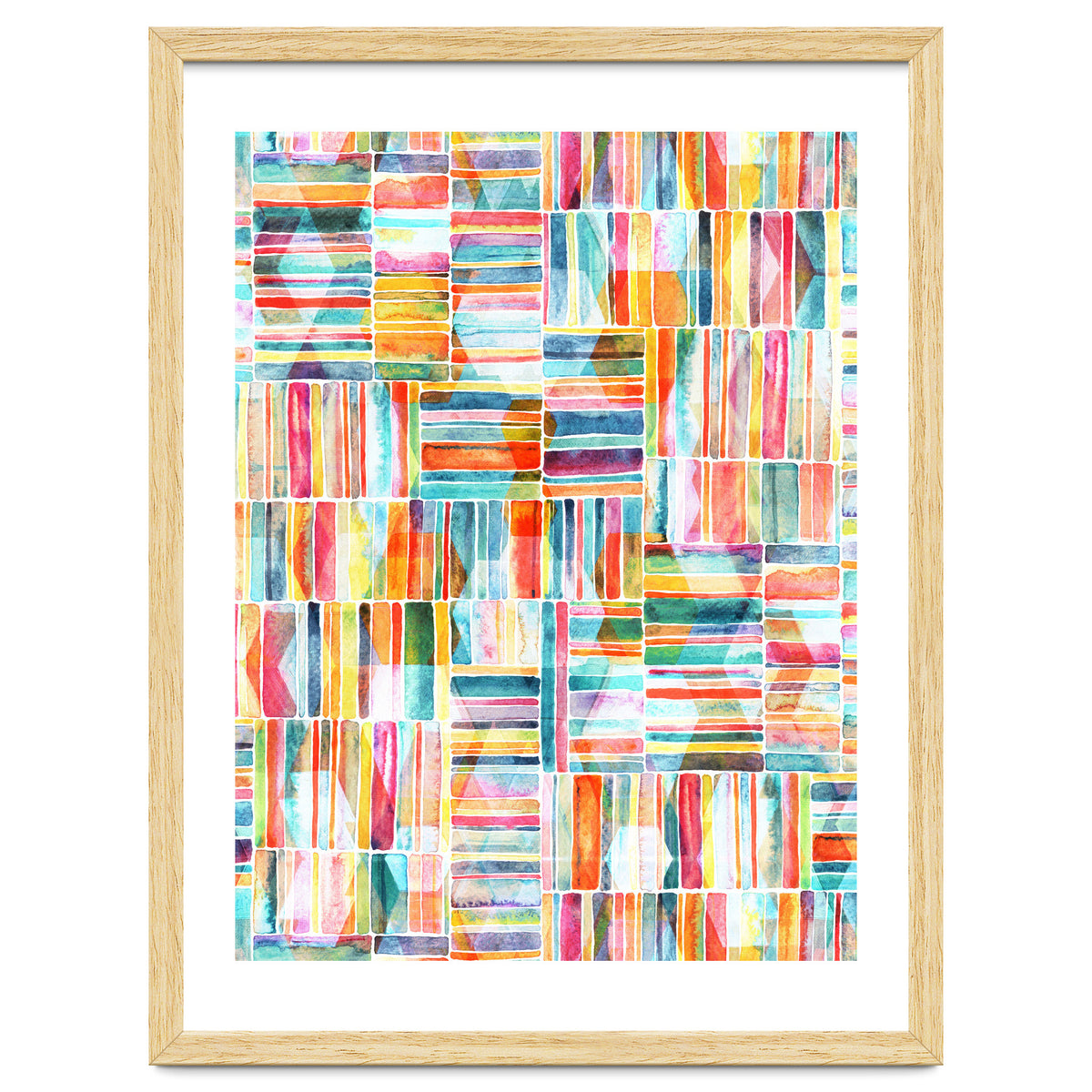Summer Pastel Geometric and Striped Abstract on white
