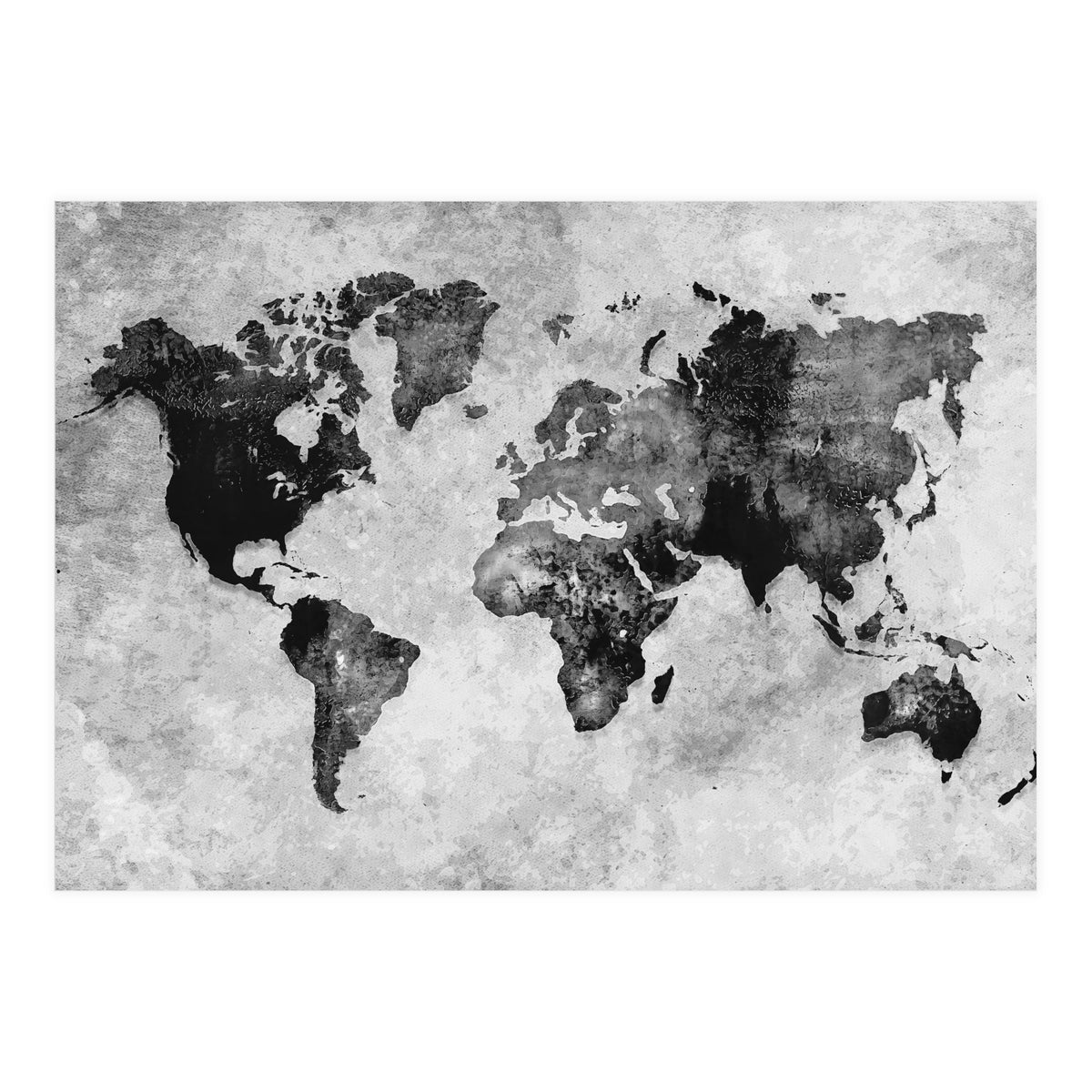 black and white world map (Print Only)