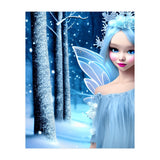Cute 3d light blue Winter Fairy in the Forest (Print Only) thumbnail