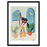 Headstand, Cat Yoga, Active Woman Workout, Eclectic Colorful Pets Terrazzo thumbnail