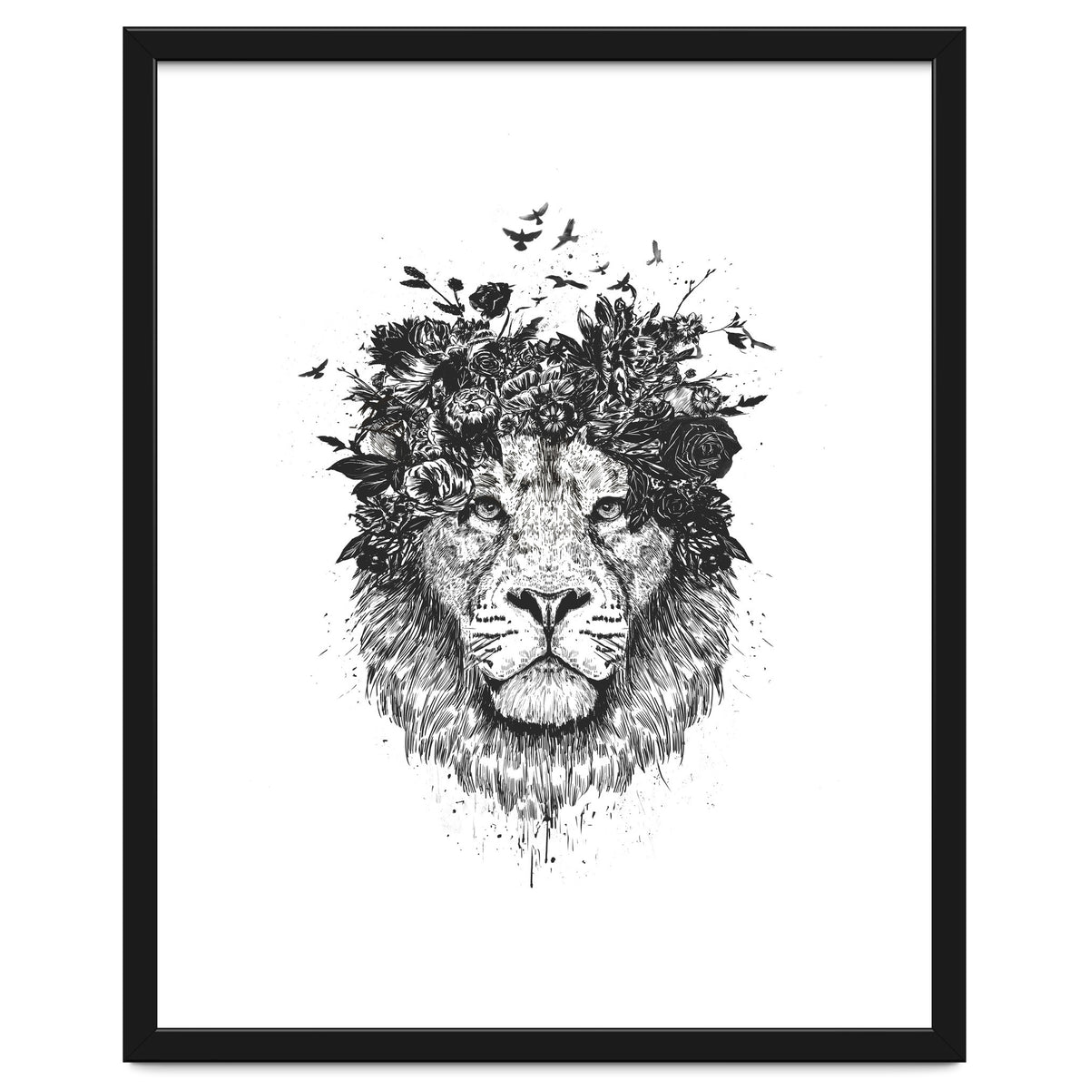 Floral Lion Bw