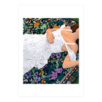 Moroccan Carpet, Bohemian Woman Painting (Print Only)