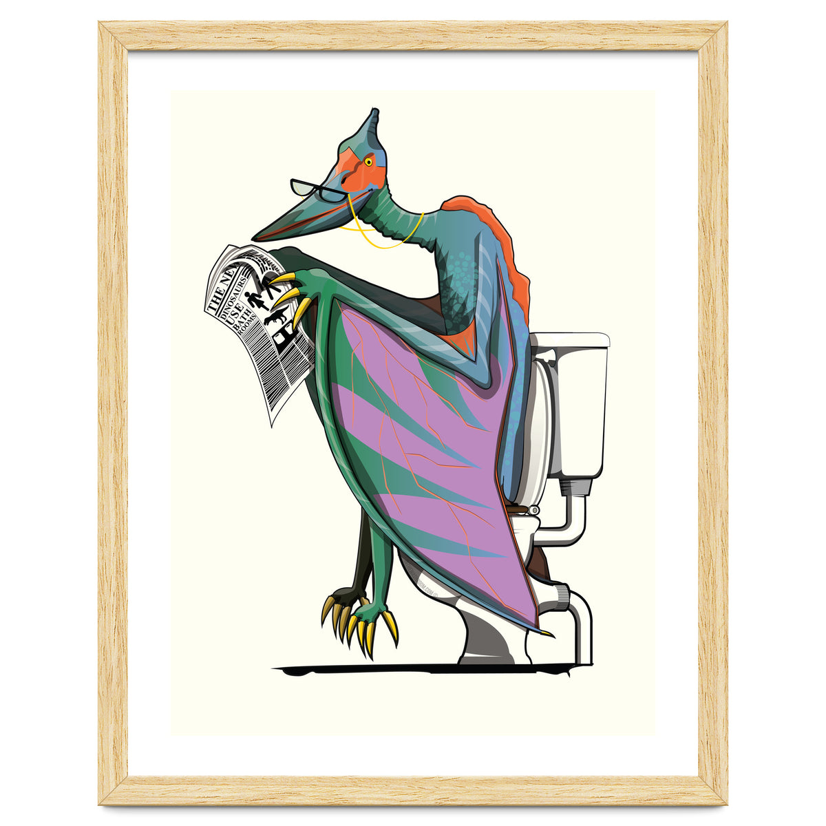 Dinosaur Pterodactyl on the Toilet, Funny Bathroom Humour