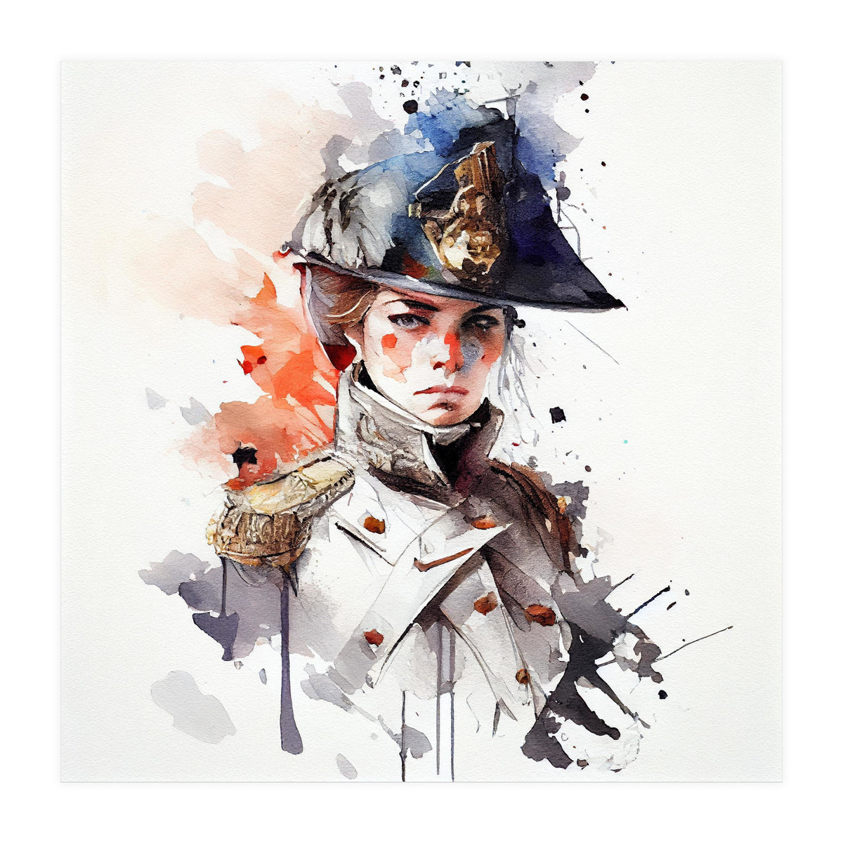 Watercolor Napoleonic Soldier Woman #4 (Print Only)