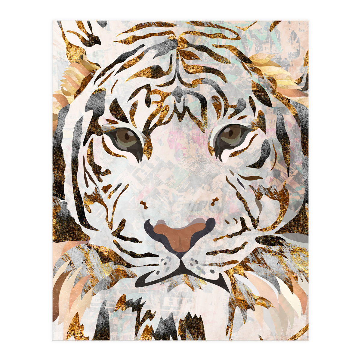 Grungy Tiger Gold and White (Print Only)