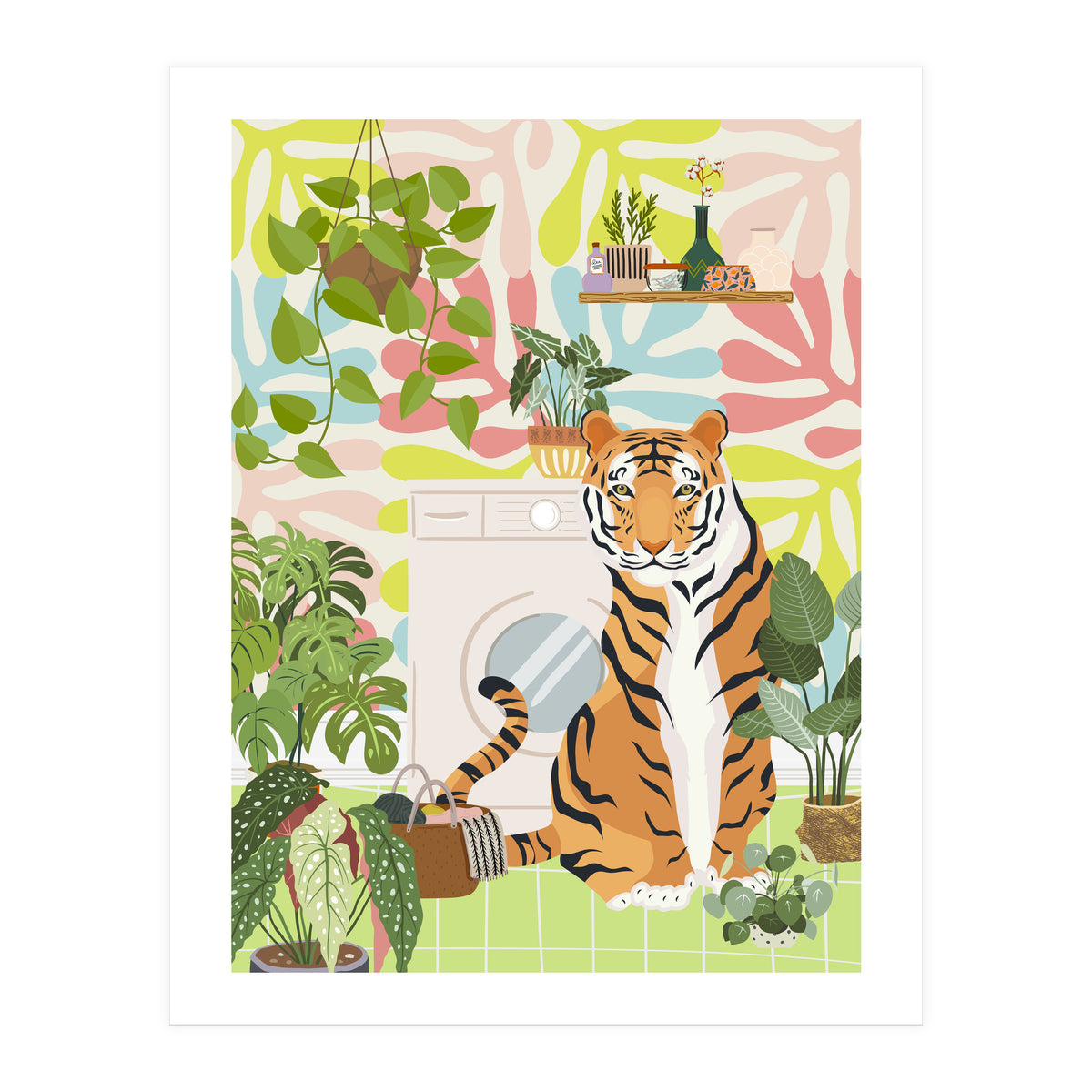 Tiger in Matisse Style Bathroom (Print Only)