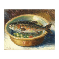 Trout in a Bowl Oil Painting (Print Only)