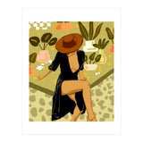 Make it Worth Their While, High Fashion Brown Woman Illustration, Plant Lady Little Black Dress (Print Only) thumbnail