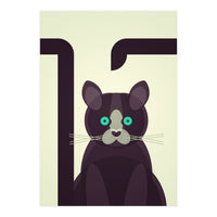 Mid Century Geometric Black Cat (Print Only)