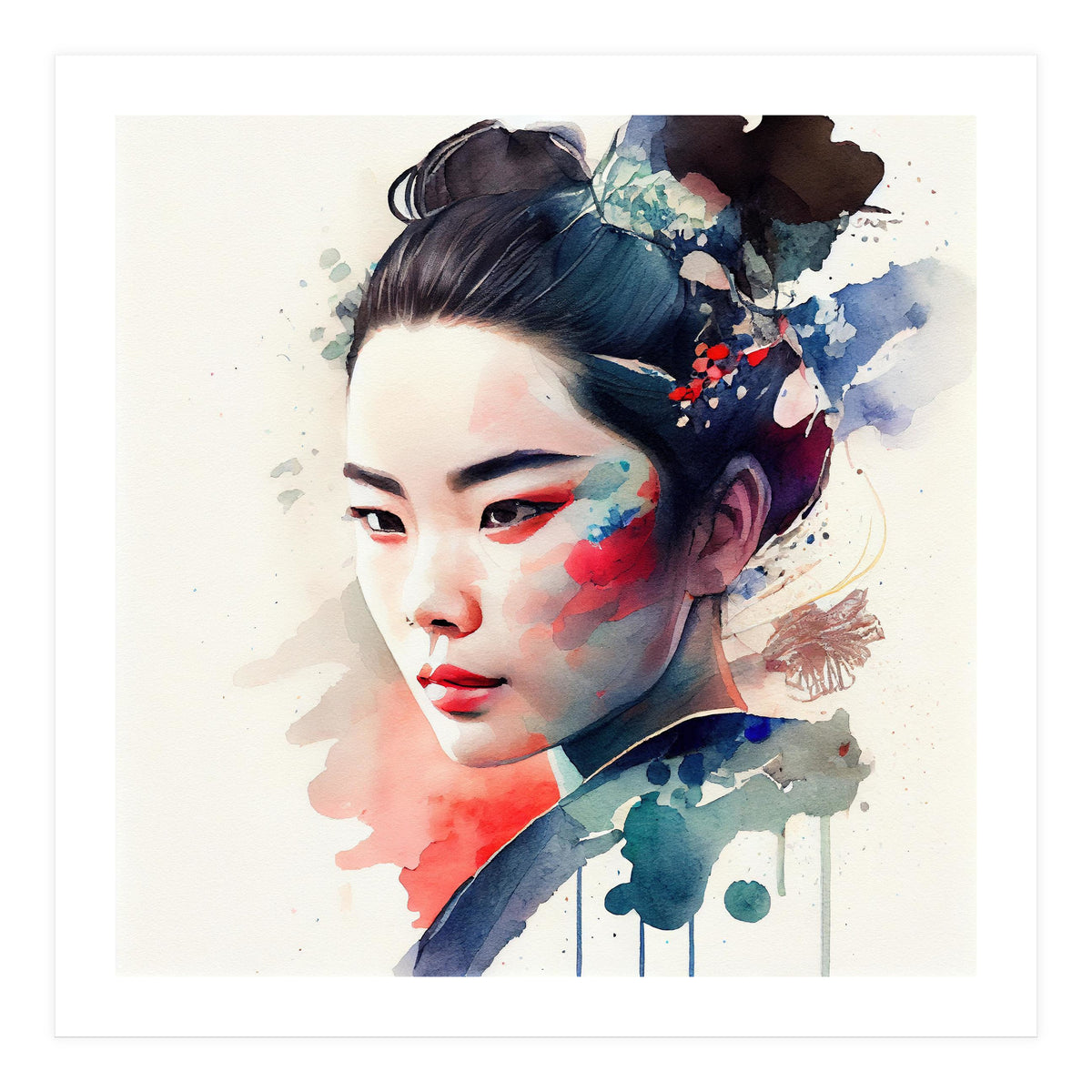 Watercolor Modern Geisha #4 (Print Only)
