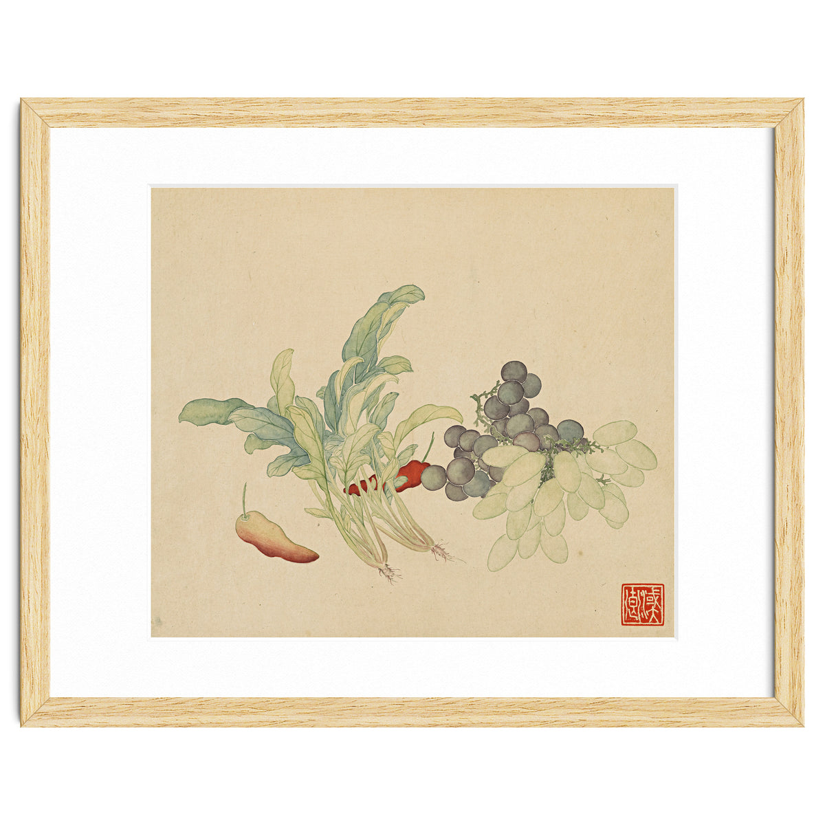 Wang Chengyu ~ Flowers And Vegetables, Vegetables, Fruits, Peppers, Millet Hot, Grapes, Spinach