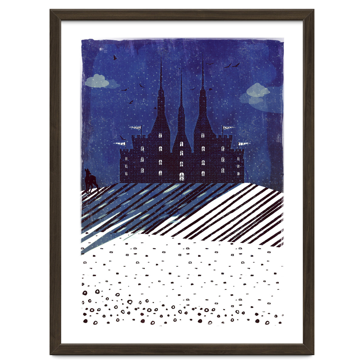 Castle on the hill at night