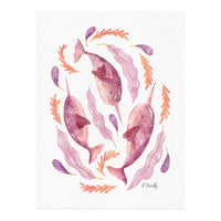 Swirling Narwhals | Pink (Print Only)