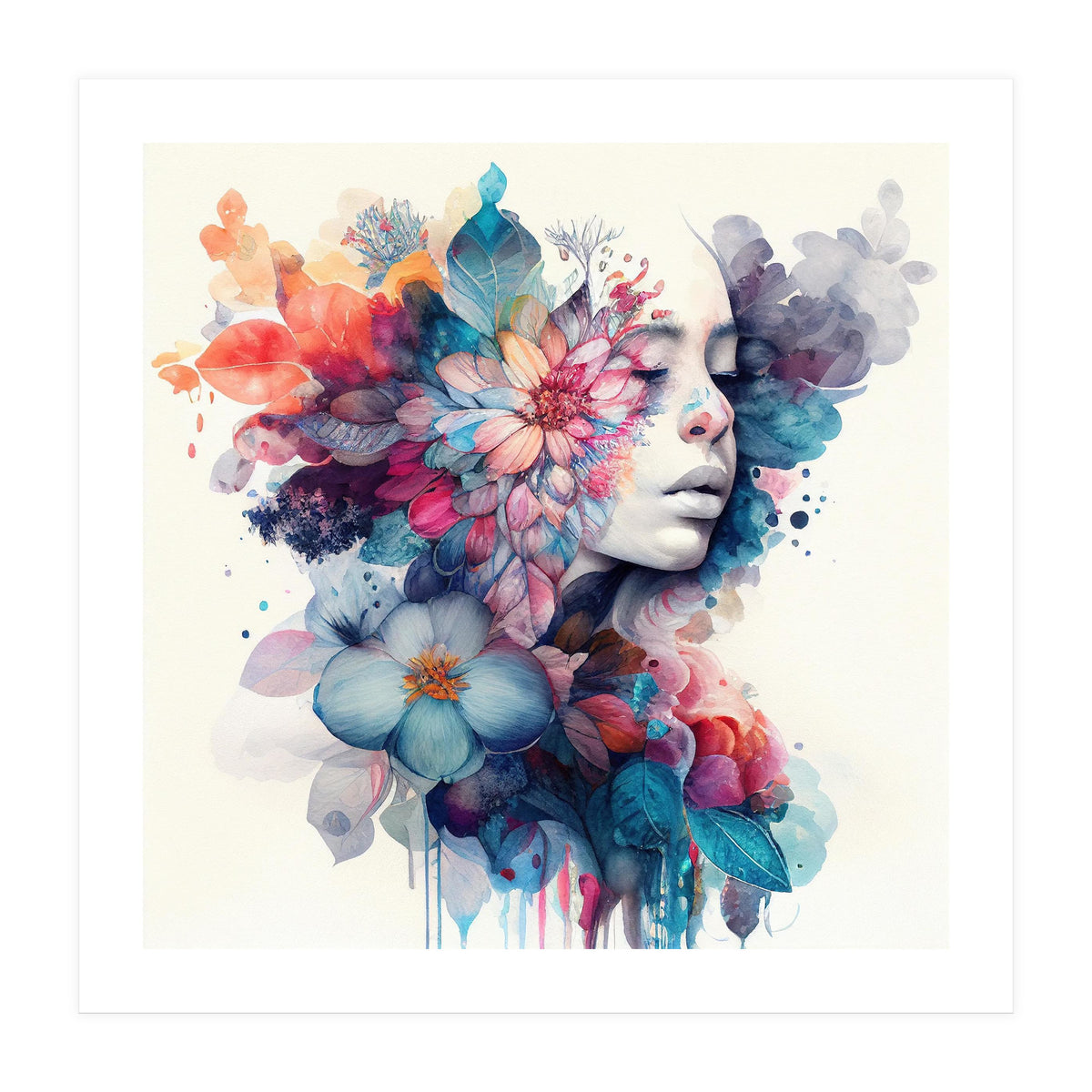 Watercolor Tropical Woman #5 (Print Only)