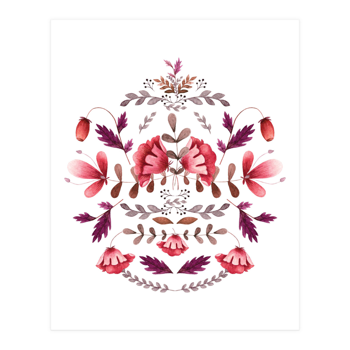 Scandinavian Folk Art Flowers (Print Only)